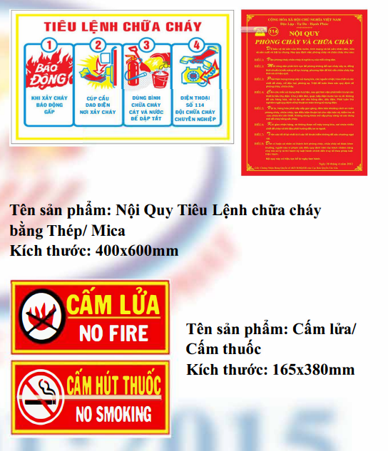 BỘ NỘI QUY TIÊU LỆNH CHỮA CHÁY